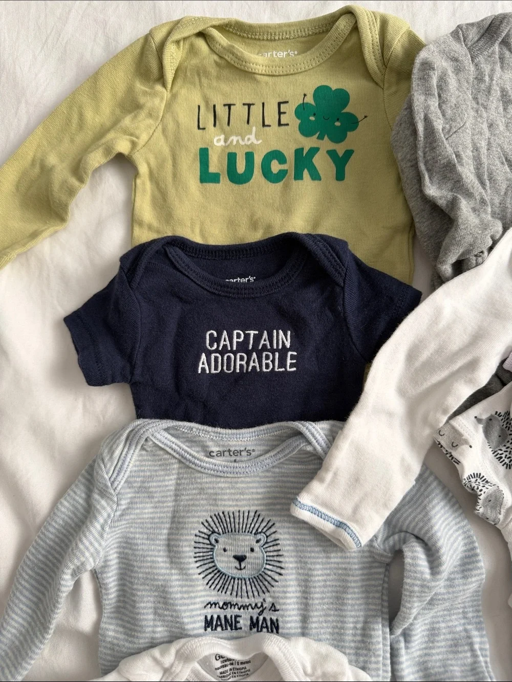 Baby Boys Green 'Little and Lucky' Long-Sleeve Bodysuit newborn